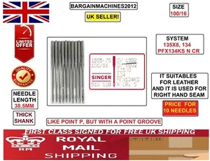 SINGER SY1992 135X8 PFX134KS N CR,S  SIZE100/16 INDUSTRIAL SEWING MACHINE NEEDLE - Picture 1 of 4