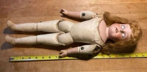 FINE Morimura Japan WWI Nippon porcelain doll 19" LG bisque blue rolling eyes - Picture 1 of 12