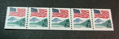 US PNC Stamp Scott# 2280 Flag/Yosemite 1988  MNH Strip of 5 P# 2 (see note) L368 - Image 1 of 2