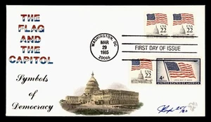 DR WHO 1985 FDC CAPITOL/FLAG PUGH HAND COLORED CACHET COIL PAIR COMBO m29147 - Picture 1 of 2