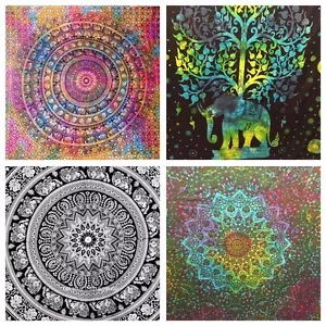 Indischer Wandteppich Wandhängend Mandala Hippie Zigeuner Tagesdecke Überwurf böhmische Abdeckung - Bild 1 von 28
