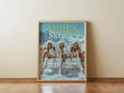 Póster de portada de revista - arte de pared después del esquí, impresión Girly Preppy Ski Lodge Foto 1 de 4