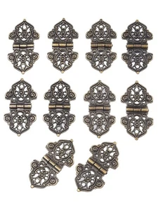 Beautifully Designed Bronze Engraved Hinges for Jewelry Boxes Pack of 10 - Picture 1 of 24