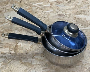 Viners Stainless Steel Saucepan Set of 3 - One with Glass Lid - 17cm 19cm 21cm - Picture 1 of 24