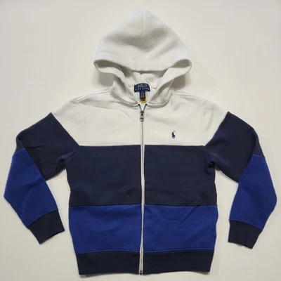 Polo Ralph Lauren Full Zip Boy's Size 10-12 Medium Hoodie Jacket Blue Pony Stain - Image 1 of 4