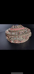 ANTIQUE TIBETAN COPPER TURQUOISE AND CORAL INLAID BOX - Picture 1 of 5