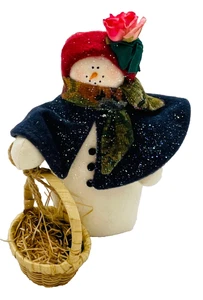 Usado en Excelente Condición Creaciones Coleccionables Peluche Dama de la Nieve, Cesta, Pájaro, Azul Marino/Rojo, 6"T - Imagen 1 de 8