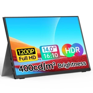 Portable Monitor 14 Inch FHD1200P Ultra-Slim for Laptop Monitor, USB-C HDMI P... - Picture 1 of 9