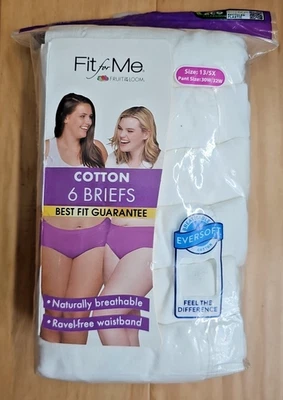 Paquete de 6 calzoncillos bragas de algodón para mujer Fruit of the Loom Fit For Me talla 13/5X Foto 1 de 4