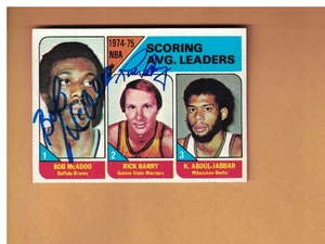 Tarjeta de baloncesto firmada por Bob McAdoo y Rick Barry autografiada 1975-76 Topps Braves - Imagen 1 de 2
