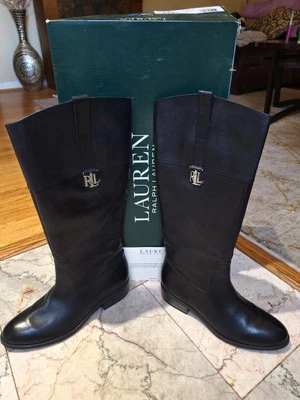 Lauren Ralph Lauren Black Merrie Riding Knee High Boots 9.5B - Image 1 of 4