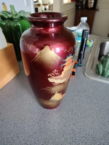 Japanese ceramic vase vintage Blood Red With Original Box - Picture 1 of 8