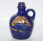 Vintage Stoneware Pirate Jug Cobalt Blue and Gold Small 4.5" RARE