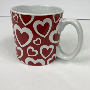 Burton + Burton Valentine's Day Red w/White Hearts Coffee Mug Cup - Picture 1 of 10
