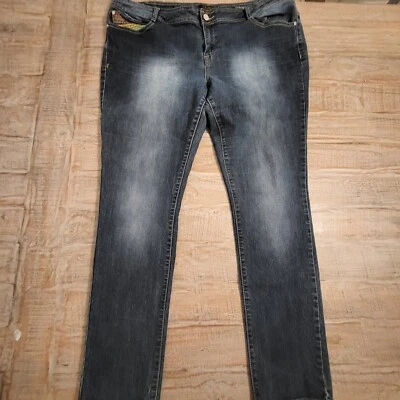 Roca Wear Womens Hannah Skinny Leg Jeans Size 22 Dark Blue Embroidered Pockets - Image 1 of 4