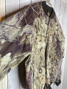 Vintage Mossy Oak Camo Velour Bomber Jacket Vtg Hunting Outdoor USA Large - Picture 1 of 14
