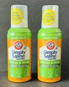 Simply Saline Nasal Mist Allergy & Sinus Drug Free BB: 08/2025, 2 Pack Free Ship - Picture 1 of 7