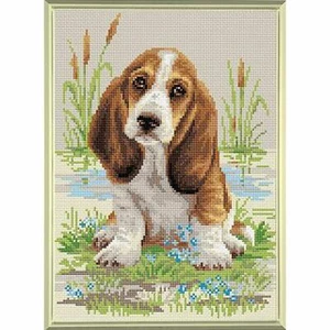 RIOLIS AM0005 Broderie Diamant Chiot Basset 27 x 38 cm - Imagen 1 de 7