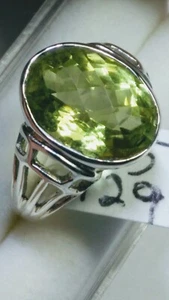 SPARKLING NATURAL LEMON QUARTZ IN.925 STERLING SILVER RING IN SIZE 9.25-9.5! - Foto 1 di 11