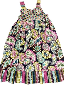 Handmade Apron Matilda Dress Paisley Floral Print Girls Size 4-5 Jane Look - Picture 1 of 5