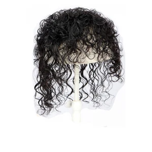 Short Curly 100% Human Hair  Topper Clip In  Hairpiece Silk Base For Women - Picture 1 of 13