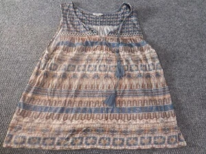Lucky Brand top Large Blue striped womens Pullover stretch tank geometric - Picture 1 of 10
