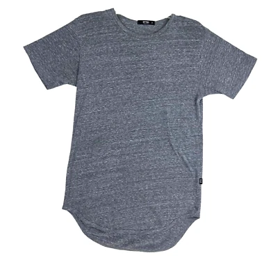 Camisa larga gris EPTM Epitome para hombre talla pequeña dobladillo curvo manga corta cuello redondo Foto 1 de 4