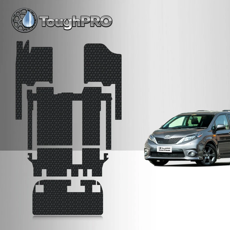 ToughPRO Floor Mats Full Set Black For Toyota Sienna 8 Seater 2011-2020 - Image 1 of 4