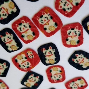 Handmade Cute Fabric Stickers | Maneki Neko | Adhesive Fabric Flake Stickers 3 - Picture 1 of 8