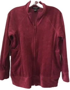 70's Velour Jacket Women Zipper Jason Maxwell Vintage Retro Velour Maroon SM - Picture 1 of 10