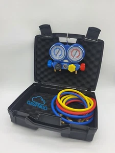 SET GRUPPO MANOMETRICO 4 VIE R410A R32 R 134 R22 1234YF+ VALIGETTA + 3 FRUSTE - Foto 1 di 5
