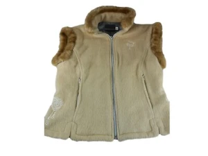 Metropolis Womens Vest Size Small Faux Fur Sleeveless Lined Tan Full Zip Front - Picture 1 of 10