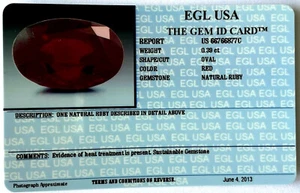EGL USA Certified Natural Red Ruby 0.39ct Oval Loose Gemstone Repair New Design - Picture 1 of 9