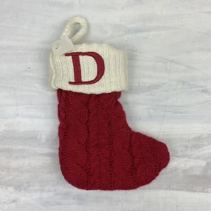 Calza Quadrata San Nicola Iniziale D Natale 8" Rosso Cavo Maglia Monogramma Mini - Foto 1 di 3