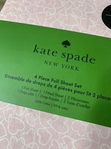 Rare Kate Spade Blush Pink White Hearts Full Sheet Set 4pc Valentines New Cotton - Picture 1 of 4