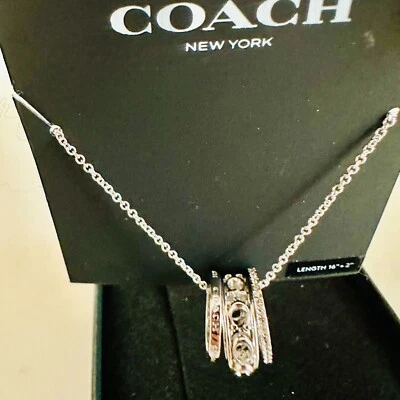 COLLAR COACH SIGNATURE TRÍO 3 ANILLOS PLATEADO FINO $125 Foto 1 de 4