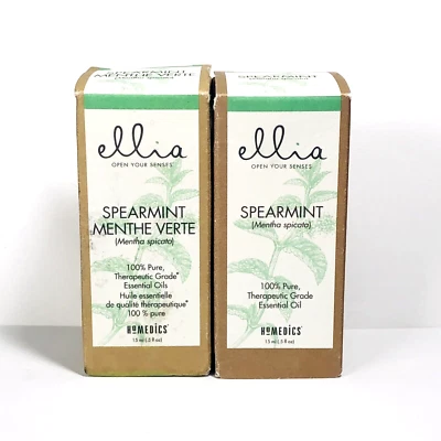NUEVO 2 paquetes HoMedics Ellia aceite esencial de menta 100 % grado terapéutico 15 ml ea Foto 1 de 3