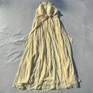 Elegant Yellow Flowy Maxi Dress Women’s 16 - Picture 1 of 7