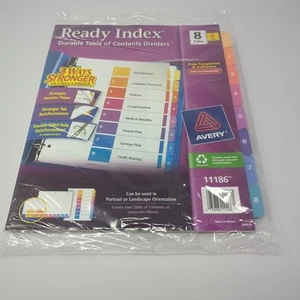 Avery 11186 Ready Index 8-Tab Table of Contents Dividers 6 Sets of 8 Tabs Sealed - Picture 1 of 6