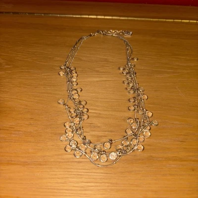 Conjunto de collar de moda Anne Klein de 3 hilos con bisel de cristales transparentes tono dorado plata Foto 1 de 4