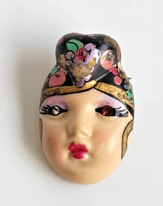Prendedor facial vintage firmado Adagio porcelana pintada a mano - Imagen 1 de 5