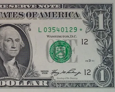 $1 2006***STAR***FEDERAL RESERVE UNC GEM BU NOTE - Image 1 of 3