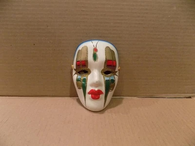 Ceramic Hand Painted 5 1/4" Wall Mount Mardi Gras or Venetian Face Mask - Image 1 of 4