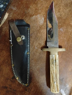 A . Wright And Son Sheffield England Bowie Knife Stag Handle With Sheath - Image 1 of 4