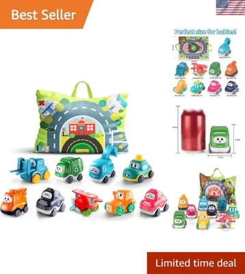 9 PIEZAS Juguetes de Coche Grúa Bebé Coloridos con Alfombra de Juego y Bolsa - Ideal Regalo de 1er Cumpleaños Foto 1 de 4