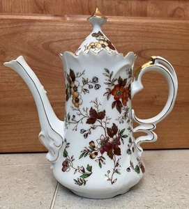 Vintage Lefton Teapot,Coffee Pot, Autumn Glory,Floral,Gold Trim,Rare - Picture 1 of 15