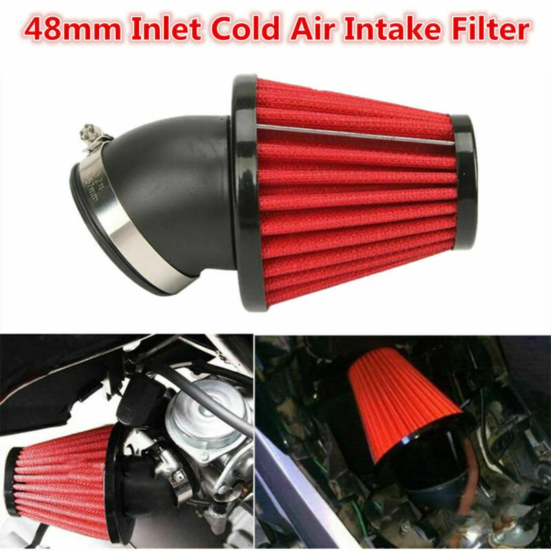 Universal Motorcycle Racer 48mm Inlet Cold Air Intake Tapered Air Filter Cleaner - Image 1 of 4