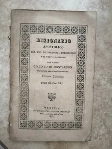 GIACINTO MONTARGON - DIZIONARIO APOSTOLICO PER USO PARROCHI TOMO XI 1835 OK14 - Imagen 1 de 1
