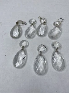 Vintage Czech Tear Drop Chandelier Prism Crystals 2" Pendants Lot of 7 - Picture 1 of 5