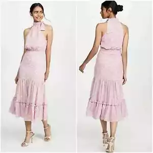 Likely Mona Floral Ruffle Midi Dress Pink SZ 4 - Picture 1 of 5